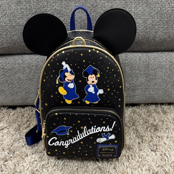 Loungefly Disney Graduation Kids Backpack - Black and Blue